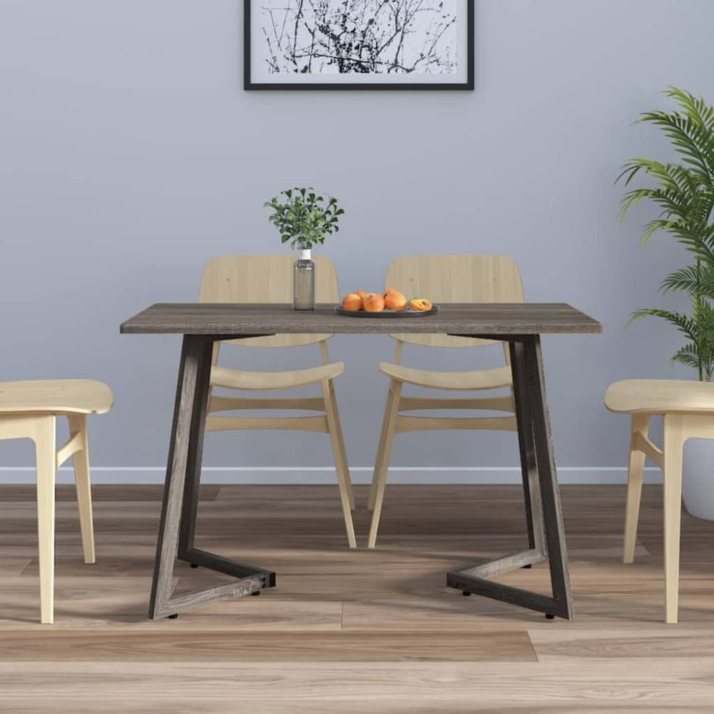 Vidaxl Jedálenský stôl, sivý, 120x60x74 cm, MDF a železo